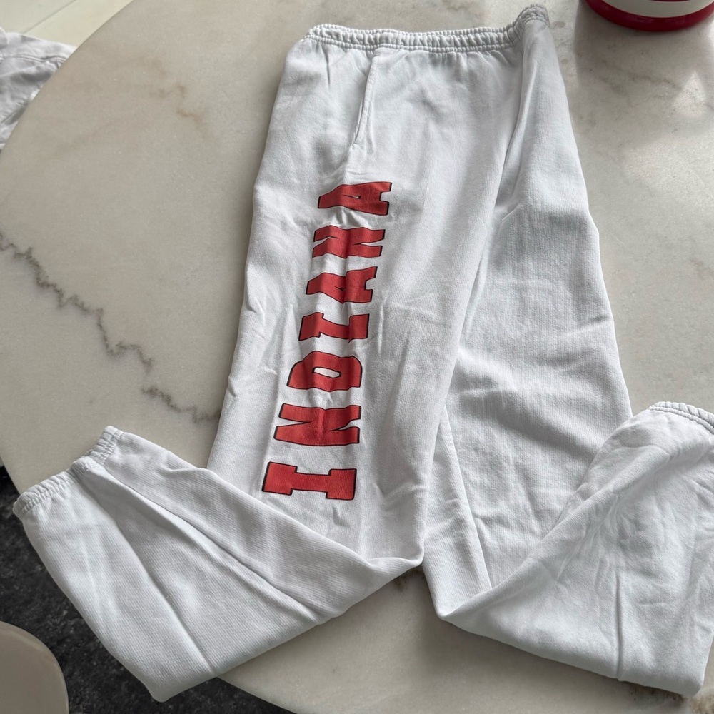 White Indiana University Sweatpants with IU lettering